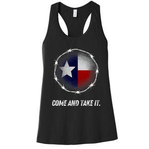 Come And Take It Texas Flag Barbed Wire Patriotic Usa Women's Racerback Tank