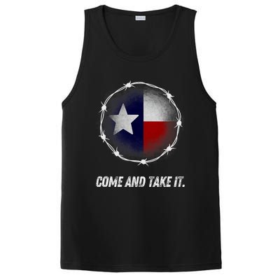 Come And Take It Texas Flag Barbed Wire Patriotic Usa PosiCharge Competitor Tank