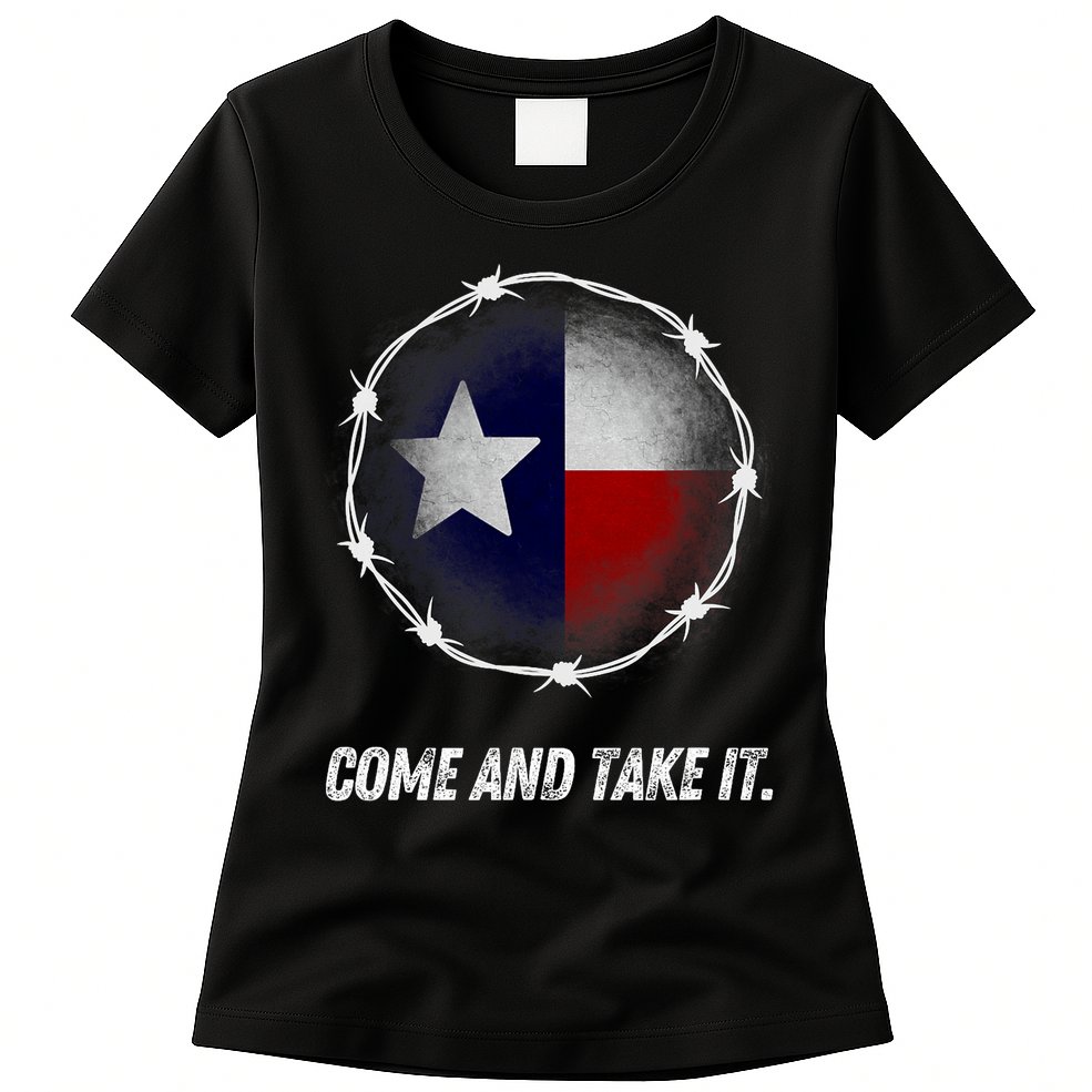 Come And Take It Texas Flag Barbed Wire Patriotic Usa Womens T-Shirt
