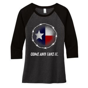 Come And Take It Texas Flag Barbed Wire Patriotic Usa Women's Tri-Blend 3/4-Sleeve Raglan Shirt