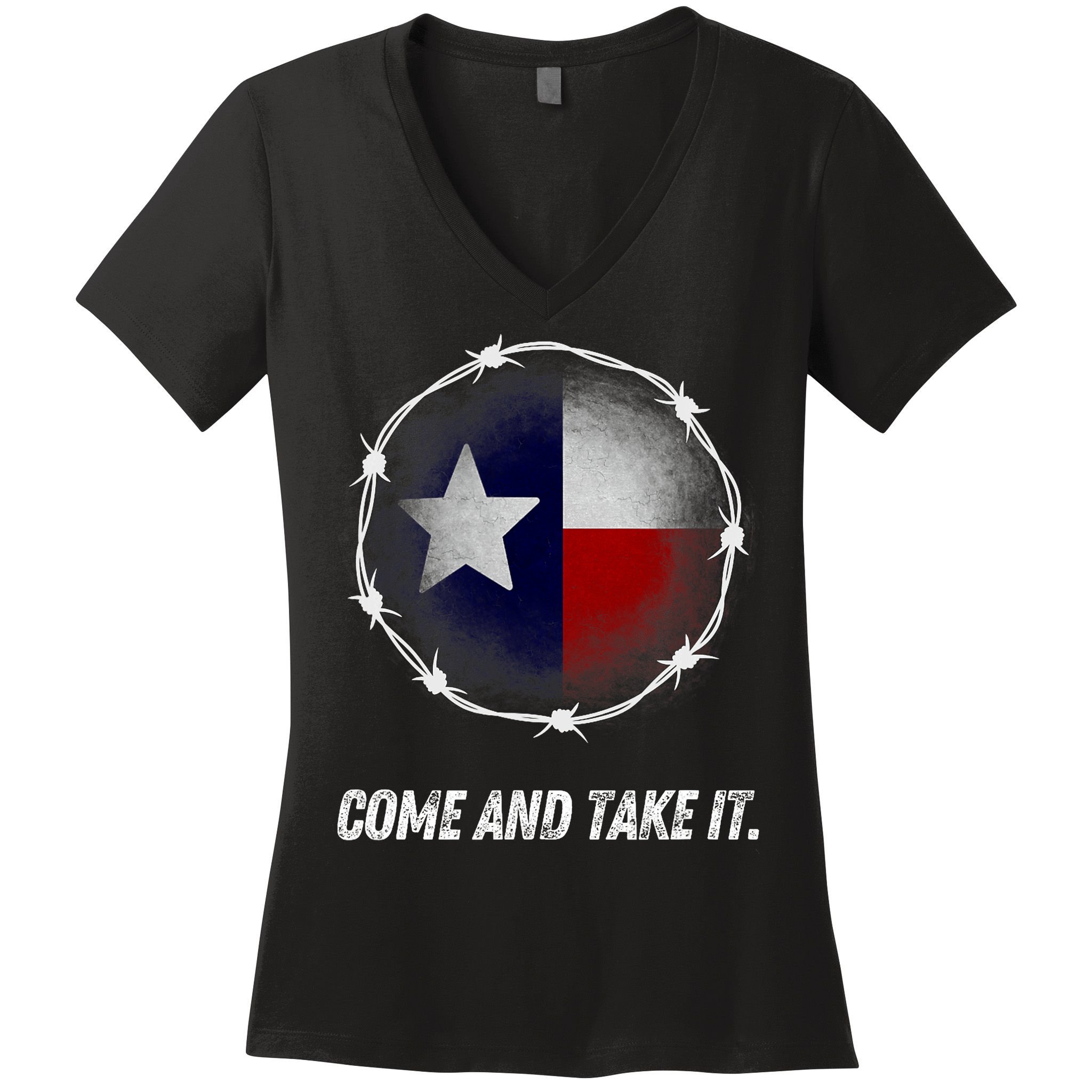 Come And Take It Texas Flag Barbed Wire Patriotic Usa Women's V-Neck T-Shirt