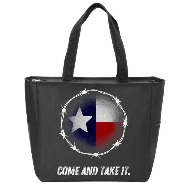 Come And Take It Texas Flag Barbed Wire Patriotic Usa Zip Tote Bag