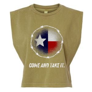 Come And Take It Texas Flag Barbed Wire Patriotic Usa Garment-Dyed Women's Muscle Tee