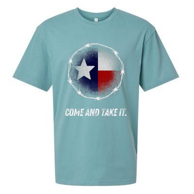 Come And Take It Texas Flag Barbed Wire Patriotic Usa Sueded Cloud Jersey T-Shirt