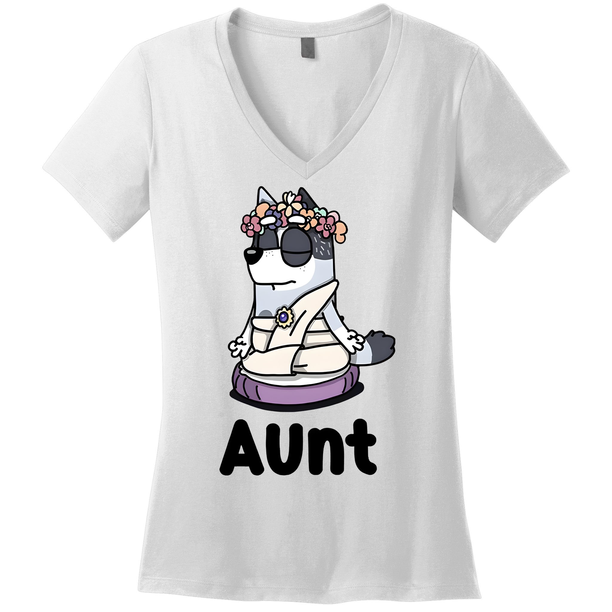 Cute Aunt Trixie Heeler Dog Family Funny Matching Women's V-Neck T-Shirt