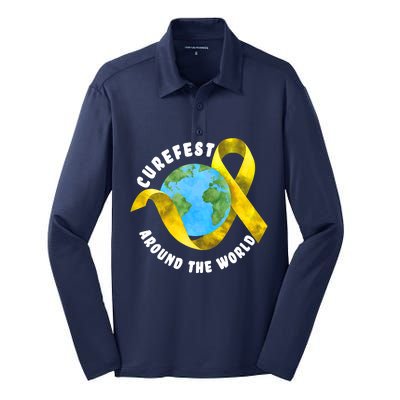 CureFest Around The World Silk Touch Performance Long Sleeve Polo