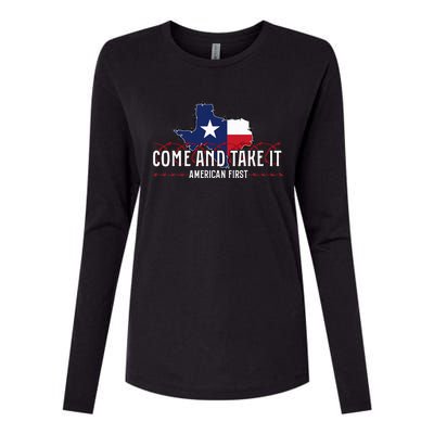 Come And Take It Razorwire Patriot Stand With Texas Womens Cotton Relaxed Long Sleeve T-Shirt