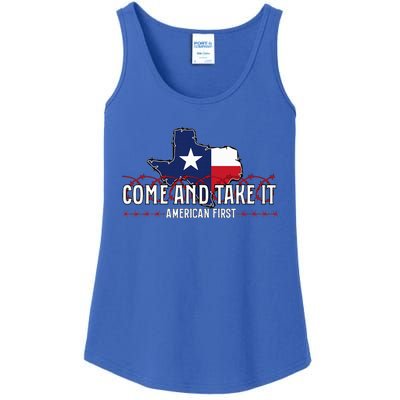 Come And Take It Razorwire Patriot Stand With Texas Ladies Essential Tank