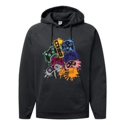 Control All The Things Video Games Controller Gamer Colorful Performance Fleece Hoodie