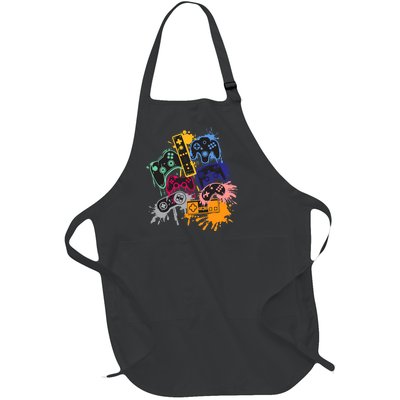 Control All The Things Video Games Controller Gamer Colorful Full-Length Apron With Pockets