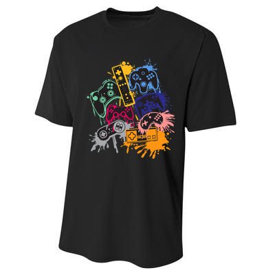 Control All The Things Video Games Controller Gamer Colorful Performance Sprint T-Shirt