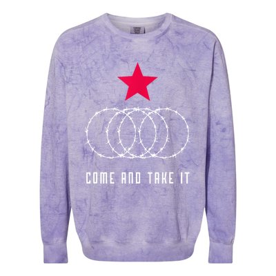 Come And Take It Texas Border Razor Wire Colorblast Crewneck Sweatshirt