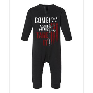 Come And Take It Gun Rights Ar 15 American Flag Infant Fleece One Piece