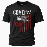 Come And Take It Gun Rights Ar 15 American Flag Cooling Performance Crew T-Shirt