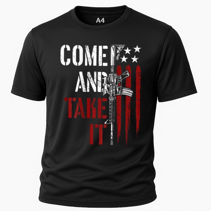Come And Take It Gun Rights Ar 15 American Flag Cooling Performance Crew T-Shirt