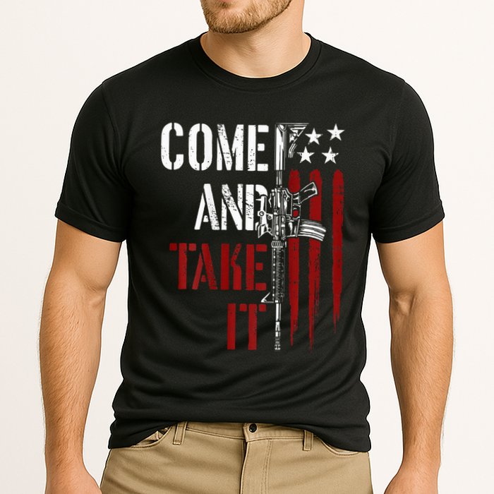 Come And Take It Gun Rights Ar 15 American Flag Cooling Performance Crew T-Shirt