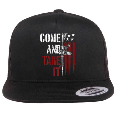 Come And Take It Gun Rights Ar 15 American Flag Flatbill Hat