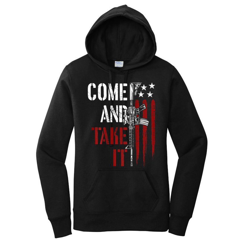 Come And Take It Gun Rights Ar 15 American Flag Women's Pullover Hoodie