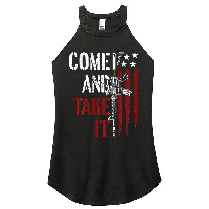 Come And Take It Gun Rights Ar 15 American Flag Women's Perfect Tri Rocker Tank