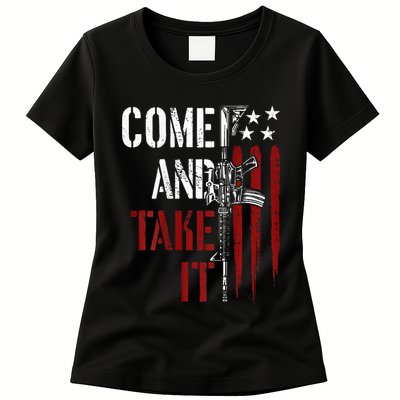 Come And Take It Gun Rights Ar 15 American Flag Womens T-Shirt