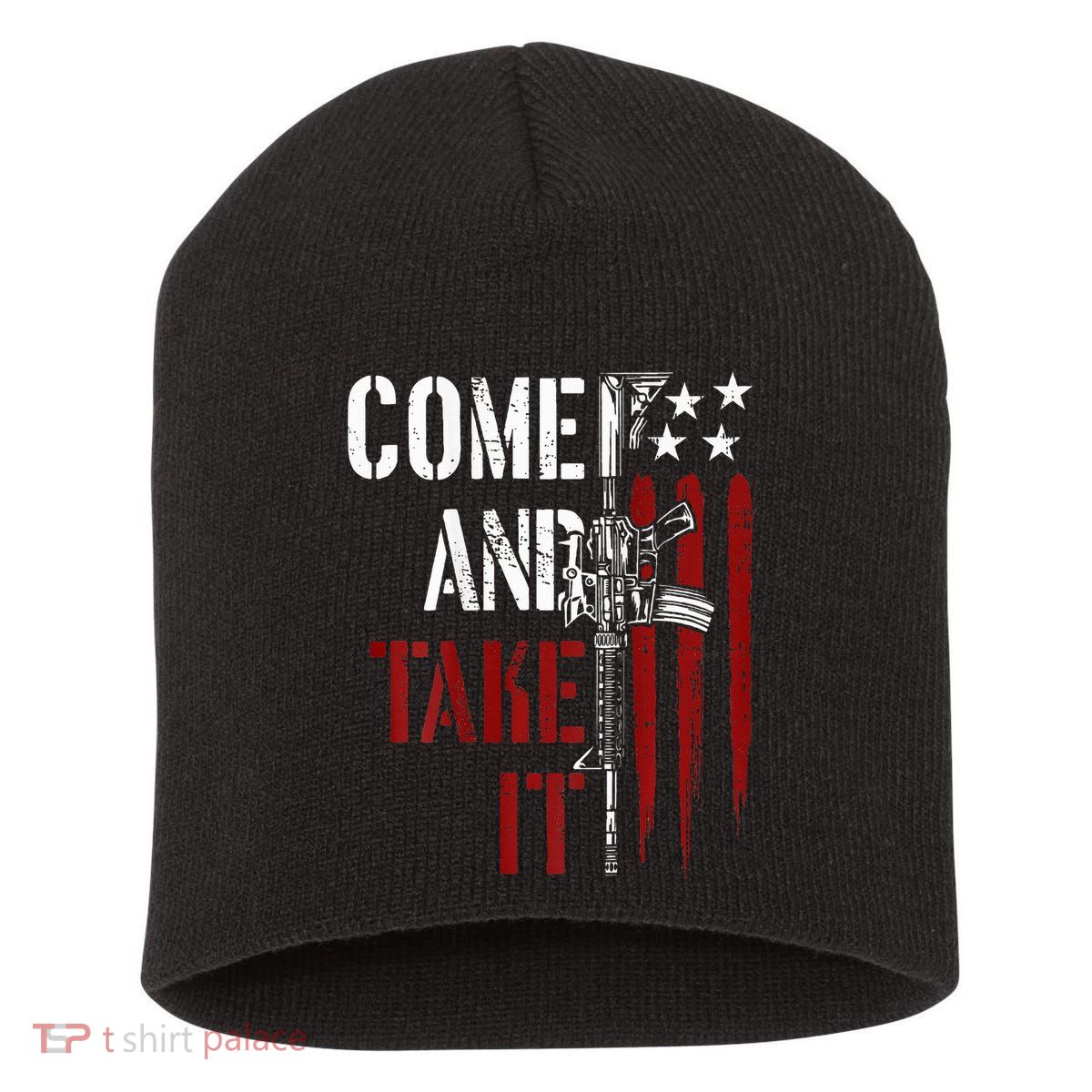 Come And Take It Gun Rights Ar 15 American Flag Short Acrylic Beanie