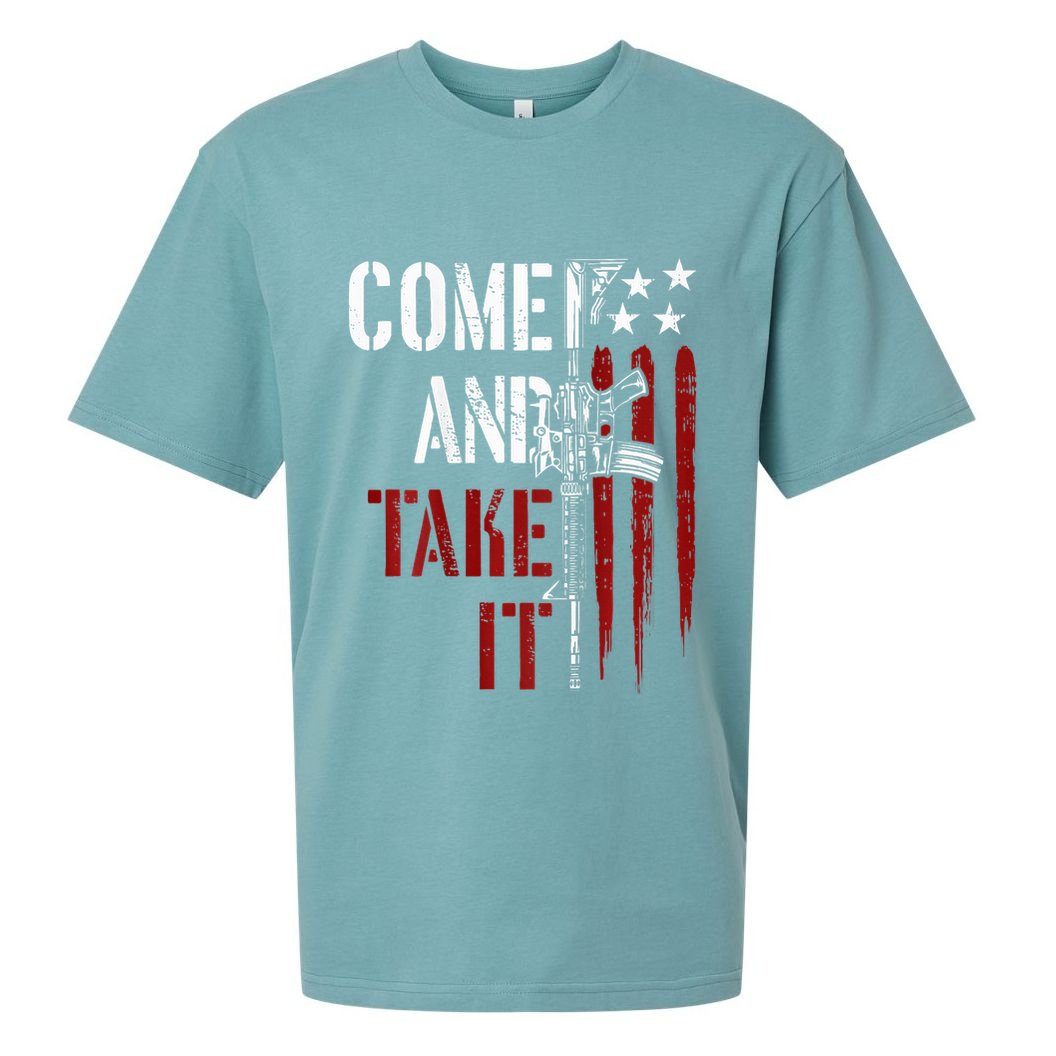 Come And Take It Gun Rights Ar 15 American Flag Sueded Cloud Jersey T-Shirt