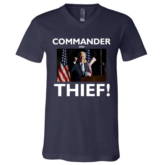 Commander and Thief Joe Biden V-Neck T-Shirt