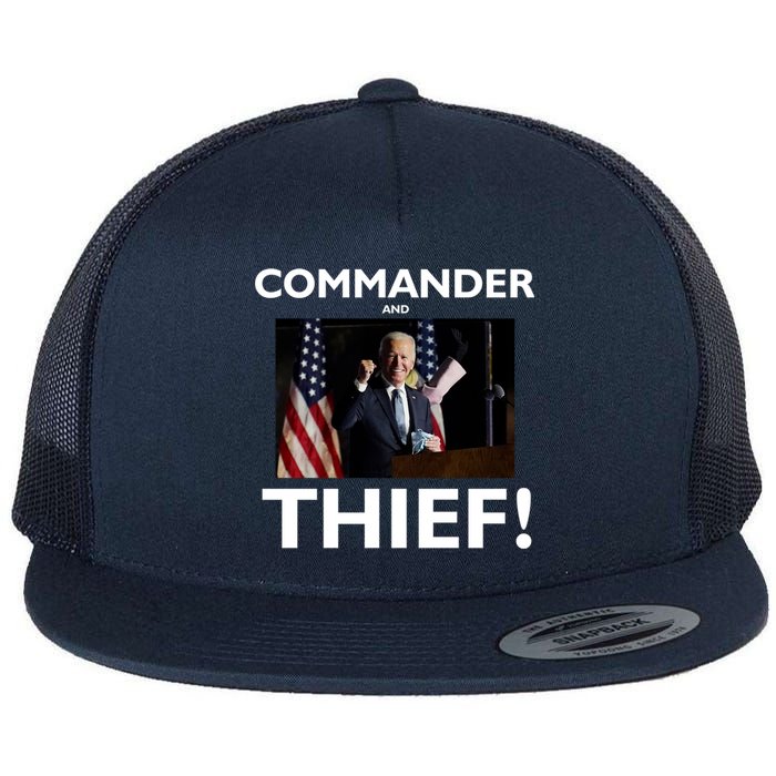 Commander and Thief Joe Biden Flat Bill Trucker Hat