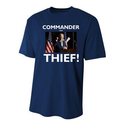 Commander and Thief Joe Biden Youth Performance Sprint T-Shirt