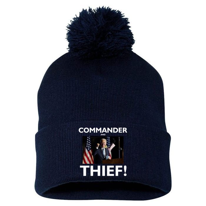 Commander and Thief Joe Biden Pom Pom 12in Knit Beanie