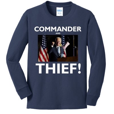 Commander and Thief Joe Biden Kids Long Sleeve Shirt