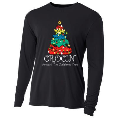 Crocin Around The Christmas Tree Funny Xmas Christmas Pajama Cooling Performance Long Sleeve Crew