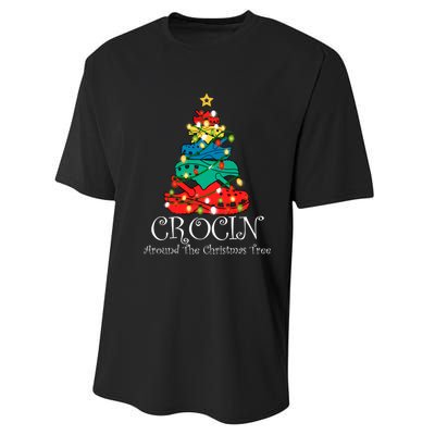 Crocin Around The Christmas Tree Funny Xmas Christmas Pajama Performance Sprint T-Shirt