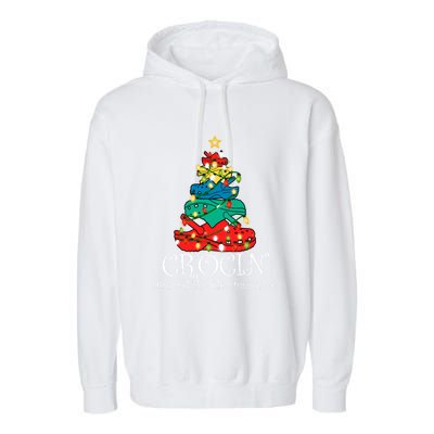 Crocin Around The Christmas Tree Funny Xmas Christmas Pajama Garment-Dyed Fleece Hoodie