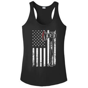 Cool Axe Throwing For Women Lumberjack US American Flag Ladies PosiCharge Competitor Racerback Tank