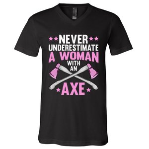 Cool Axe Throwing For Women Ax Thrower Tree Lumberjack V-Neck T-Shirt