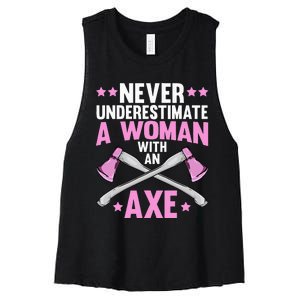 Cool Axe Throwing For Women Ax Thrower Tree Lumberjack Women's Racerback Cropped Tank