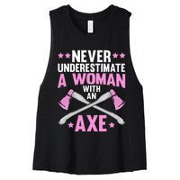 Cool Axe Throwing For Women Ax Thrower Tree Lumberjack Women's Racerback Cropped Tank