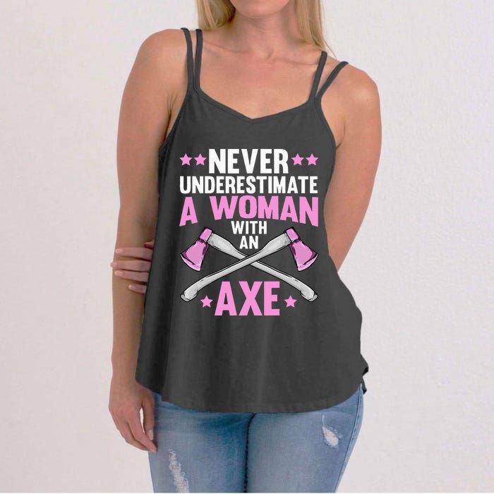 Cool Axe Throwing For Women Ax Thrower Tree Lumberjack Women's Strappy Tank