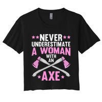 Cool Axe Throwing For Women Ax Thrower Tree Lumberjack Women's Crop Top Tee