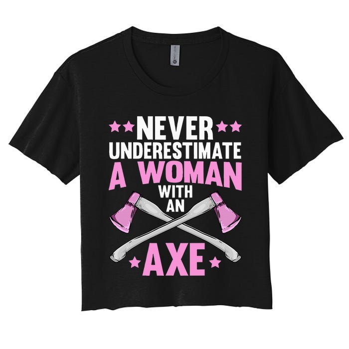 Cool Axe Throwing For Women Ax Thrower Tree Lumberjack Women's Crop Top Tee