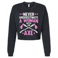 Cool Axe Throwing For Women Ax Thrower Tree Lumberjack Cropped Pullover Crew