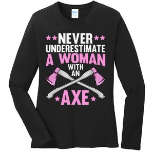 Cool Axe Throwing For Women Ax Thrower Tree Lumberjack Ladies Long Sleeve Shirt