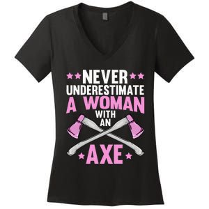 Cool Axe Throwing For Women Ax Thrower Tree Lumberjack Women's V-Neck T-Shirt