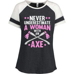 Cool Axe Throwing For Women Ax Thrower Tree Lumberjack Enza Ladies Jersey Colorblock Tee