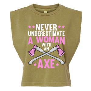 Cool Axe Throwing For Women Ax Thrower Tree Lumberjack Garment-Dyed Women's Muscle Tee