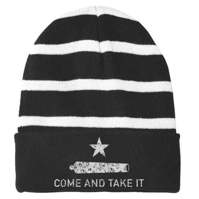 Come And Take It Texas Gift For Texans Striped Beanie with Solid Band