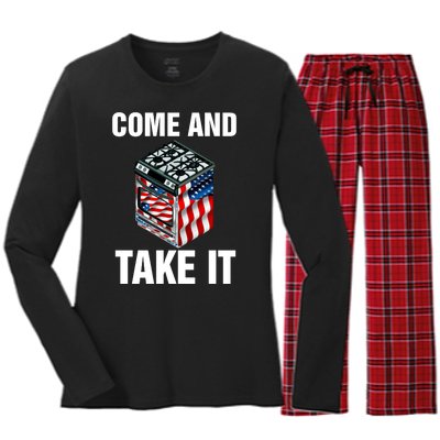 Come And Take President Joe Biden Ban Gas Stoves Funny Women's Long Sleeve Flannel Pajama Set 