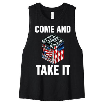 Come And Take President Joe Biden Ban Gas Stoves Funny Women's Racerback Cropped Tank