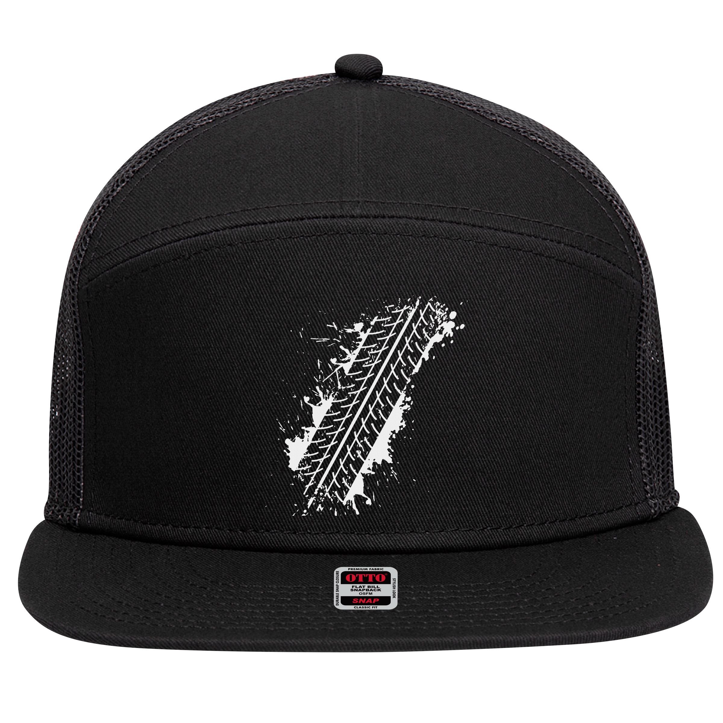 Car Automobile Tire Track Funny Halloween Costume Outfit 7 Panel Mesh Trucker Snapback Hat